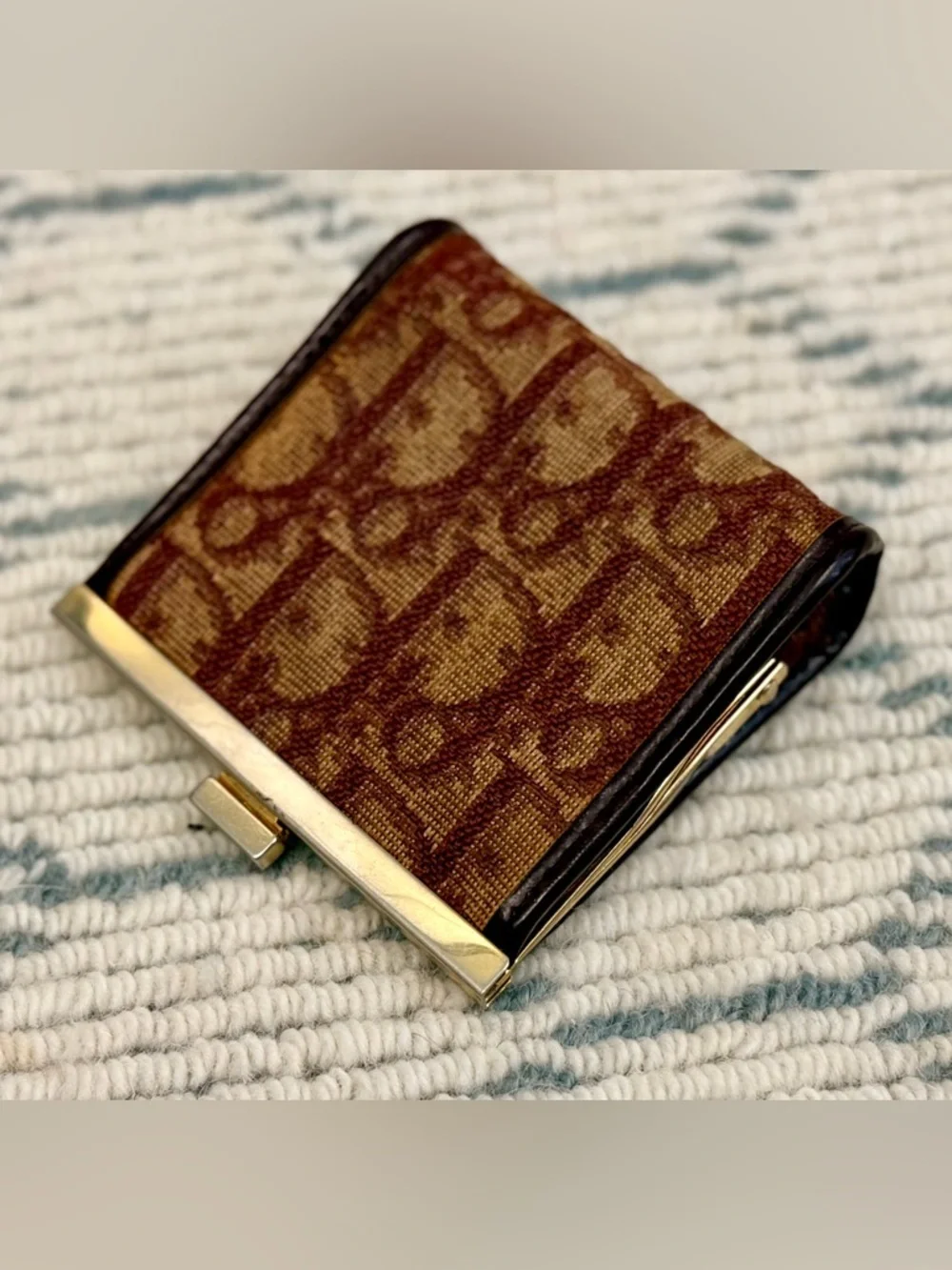 DIOR Vintage 70’s Classic Burgundy Trotter Monogram Canvas Leather Coin Purse